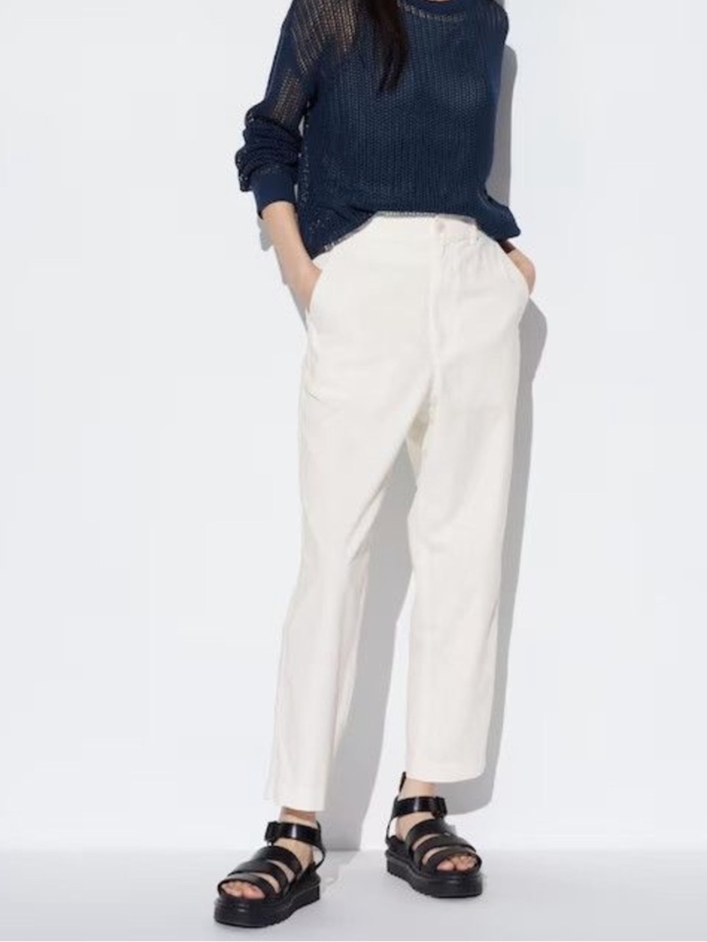 NWT Uniqlo Cotton-Linen Tapered Pants in Off White size medium